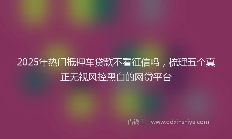 2025年热门抵押车贷款不看征信吗，梳理五个真正无视风控黑白的网贷平台