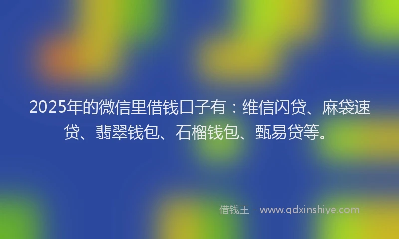 2025年的微信里借钱口子有：维信闪贷、麻袋速贷、翡翠钱包、石榴钱包、甄易贷等。