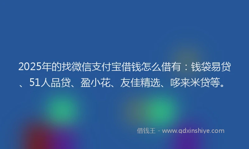 2025年的找微信支付宝借钱怎么借有：钱袋易贷、51人品贷、盈小花、友佳精选、哆来米贷等。
