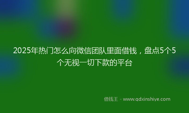2025年热门怎么向微信团队里面借钱，盘点5个5个无视一切下款的平台