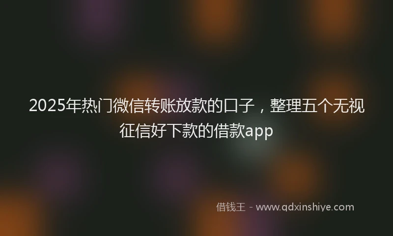 2025年热门微信转账放款的口子，整理五个无视征信好下款的借款app