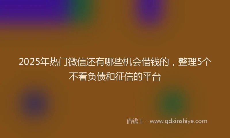 2025年热门微信还有哪些机会借钱的，整理5个不看负债和征信的平台