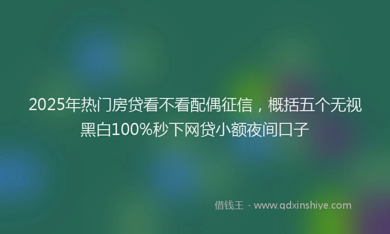 2025年热门房贷看不看配偶征信，概括五个无视黑白100%秒下网贷小额夜间口子