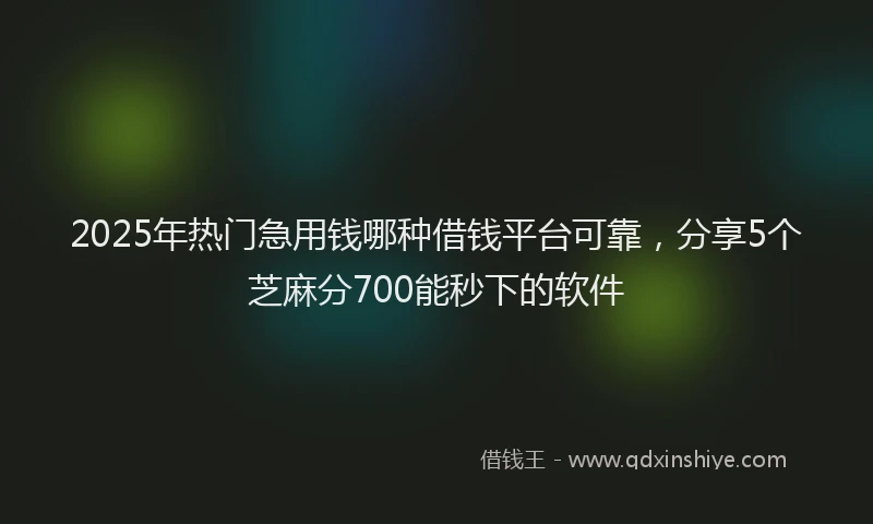 2025年热门急用钱哪种借钱平台可靠，分享5个芝麻分700能秒下的软件