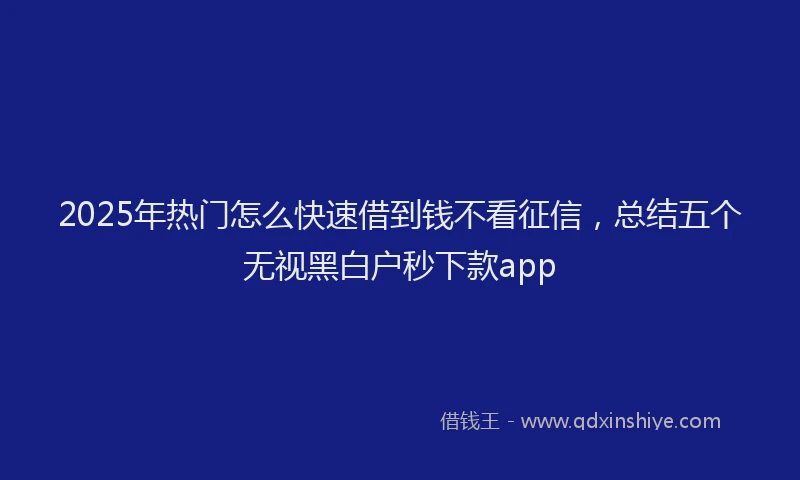 2025年热门怎么快速借到钱不看征信，总结五个无视黑白户秒下款app