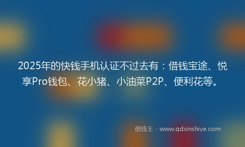 2025年的快钱手机认证不过去有：借钱宝途、悦享Pro钱包、花小猪、小油菜P2P、便利花等。
