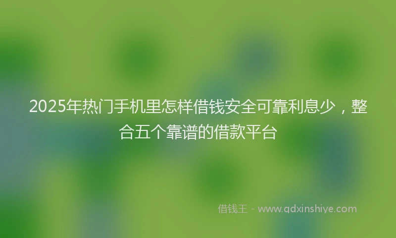 2025年热门手机里怎样借钱安全可靠利息少，整合五个靠谱的借款平台