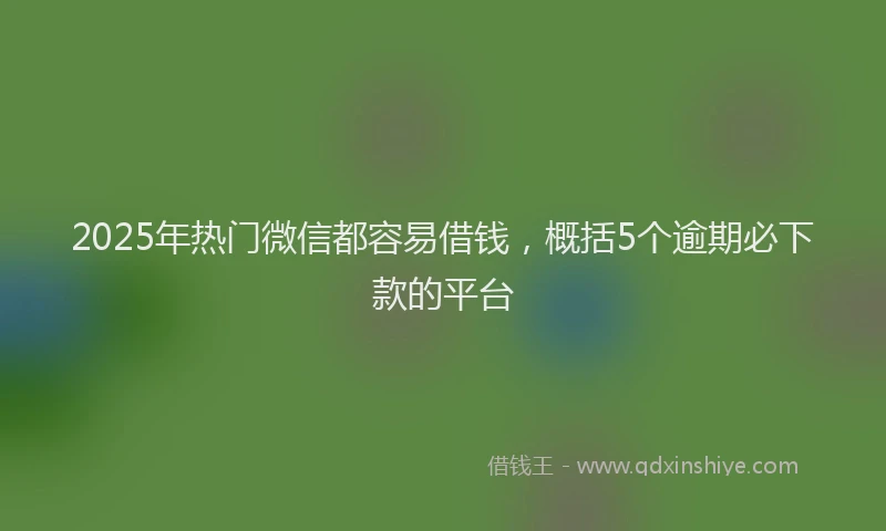 2025年热门微信都容易借钱，概括5个逾期必下款的平台
