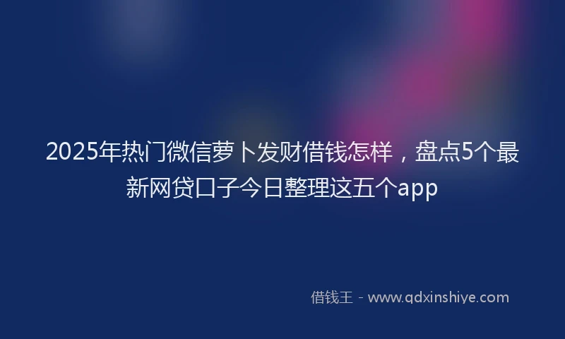2025年热门微信萝卜发财借钱怎样，盘点5个最新网贷口子今日整理这五个app