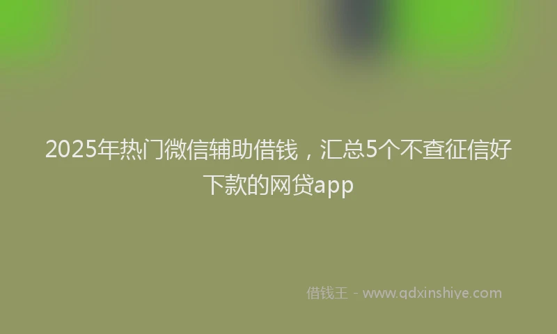 2025年热门微信辅助借钱，汇总5个不查征信好下款的网贷app