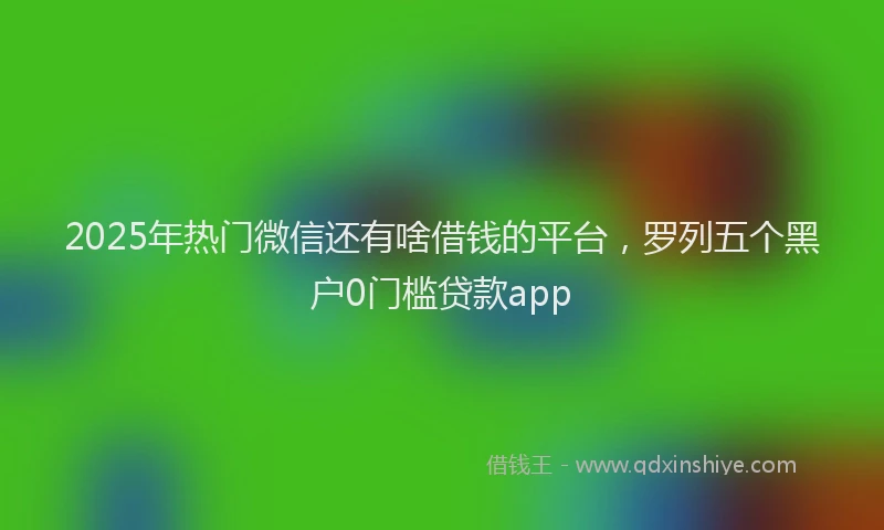 2025年热门微信还有啥借钱的平台，罗列五个黑户0门槛贷款app