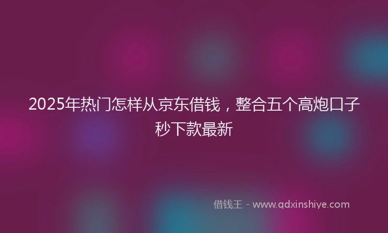 2025年热门怎样从京东借钱，整合五个高炮口子秒下款最新