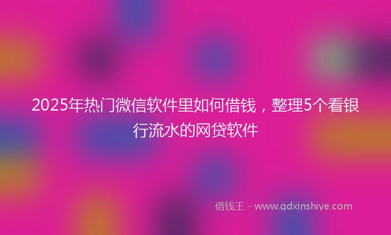 2025年热门微信软件里如何借钱，整理5个看银行流水的网贷软件