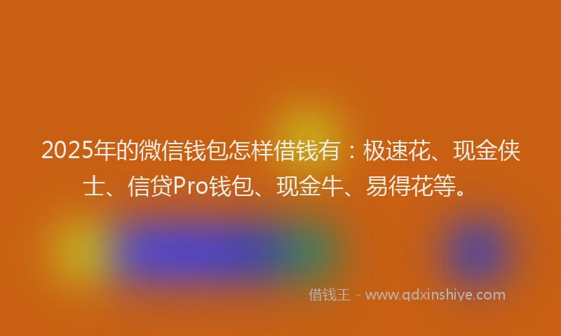 2025年的微信钱包怎样借钱有：极速花、现金侠士、信贷Pro钱包、现金牛、易得花等。
