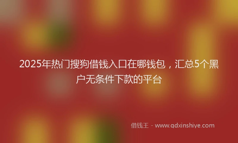 2025年热门搜狗借钱入口在哪钱包，汇总5个黑户无条件下款的平台