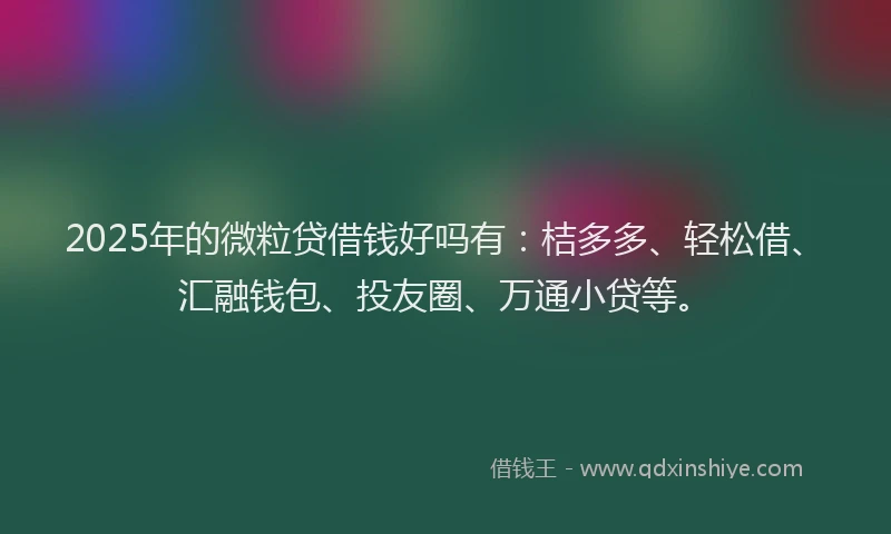 2025年的微粒贷借钱好吗有：桔多多、轻松借、汇融钱包、投友圈、万通小贷等。