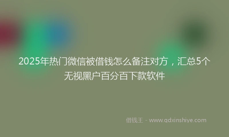2025年热门微信被借钱怎么备注对方，汇总5个无视黑户百分百下款软件