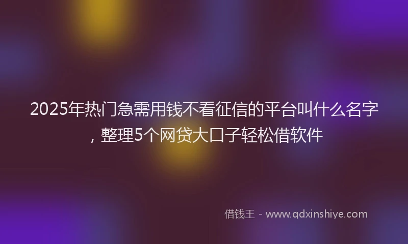 2025年热门急需用钱不看征信的平台叫什么名字，整理5个网贷大口子轻松借软件