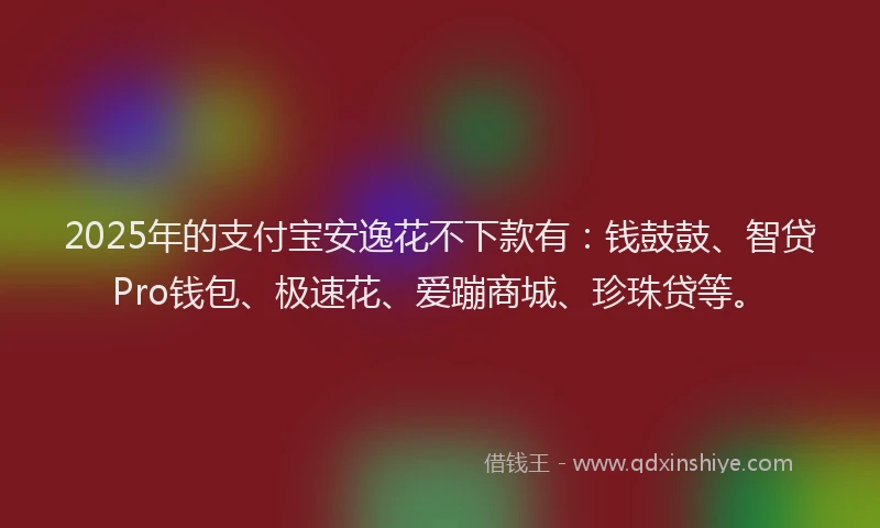 2025年的支付宝安逸花不下款有：钱鼓鼓、智贷Pro钱包、极速花、爱蹦商城、珍珠贷等。