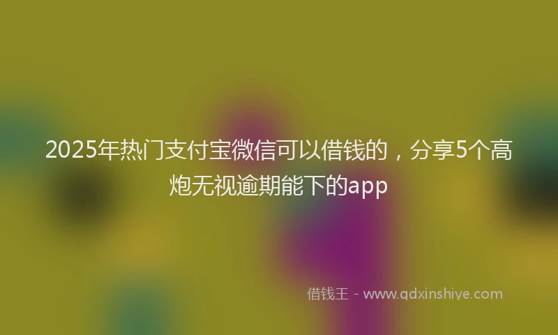 2025年热门支付宝微信可以借钱的，分享5个高炮无视逾期能下的app