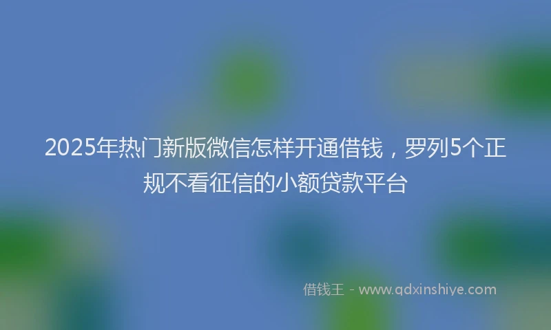 2025年热门新版微信怎样开通借钱，罗列5个正规不看征信的小额贷款平台
