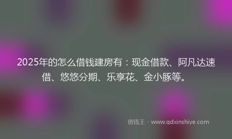 2025年的怎么借钱建房有：现金借款、阿凡达速借、悠悠分期、乐享花、金小豚等。