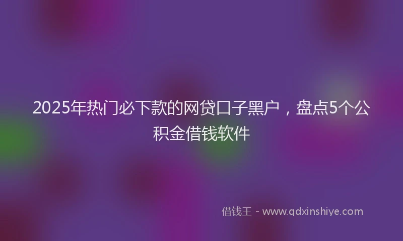 2025年热门必下款的网贷口子黑户，盘点5个公积金借钱软件