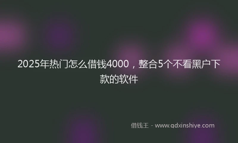 2025年热门怎么借钱4000，整合5个不看黑户下款的软件