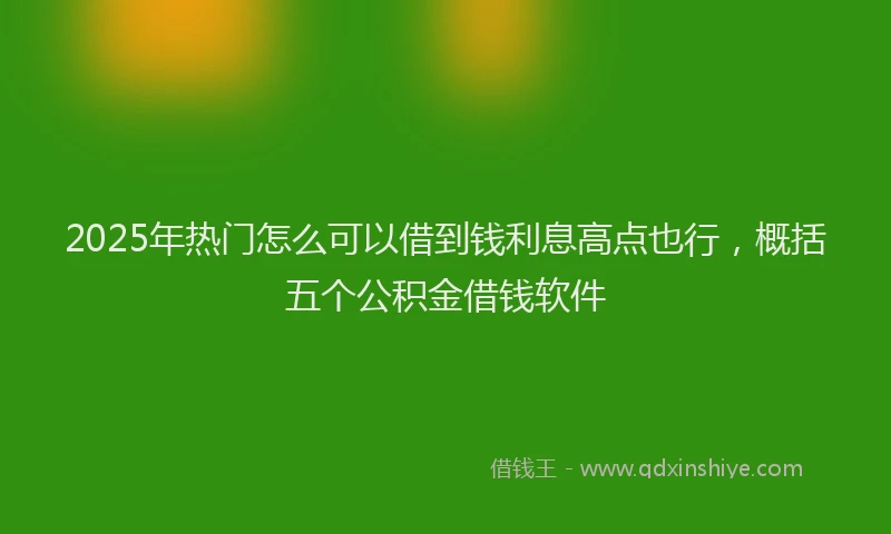 2025年热门怎么可以借到钱利息高点也行，概括五个公积金借钱软件