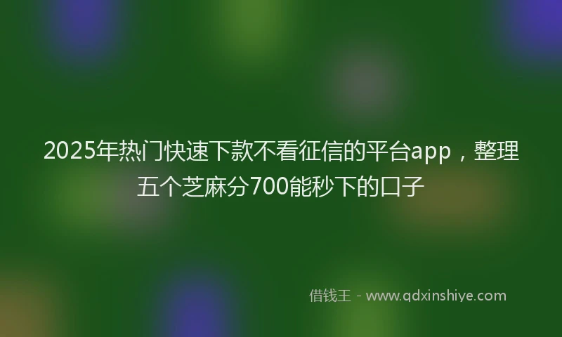 2025年热门快速下款不看征信的平台app，整理五个芝麻分700能秒下的口子