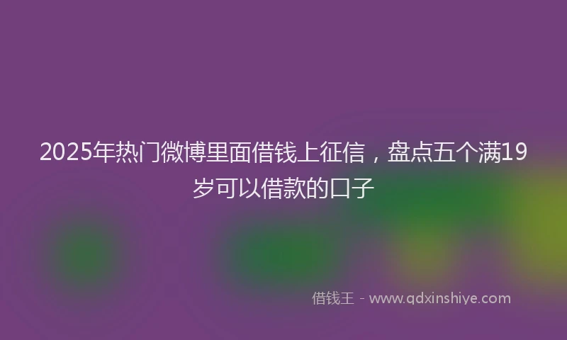 2025年热门微博里面借钱上征信，盘点五个满19岁可以借款的口子