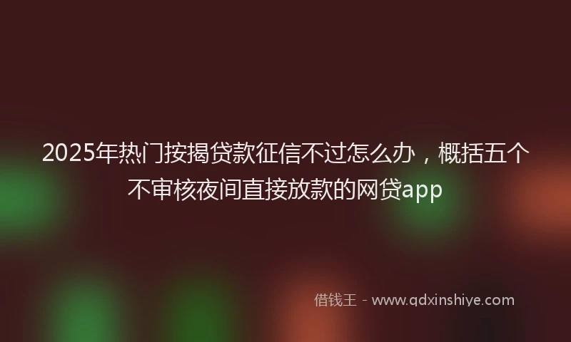 2025年热门按揭贷款征信不过怎么办，概括五个不审核夜间直接放款的网贷app
