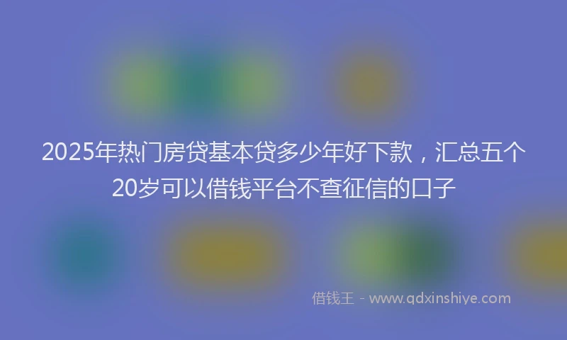 2025年热门房贷基本贷多少年好下款，汇总五个20岁可以借钱平台不查征信的口子