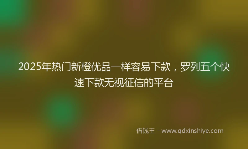 2025年热门新橙优品一样容易下款，罗列五个快速下款无视征信的平台