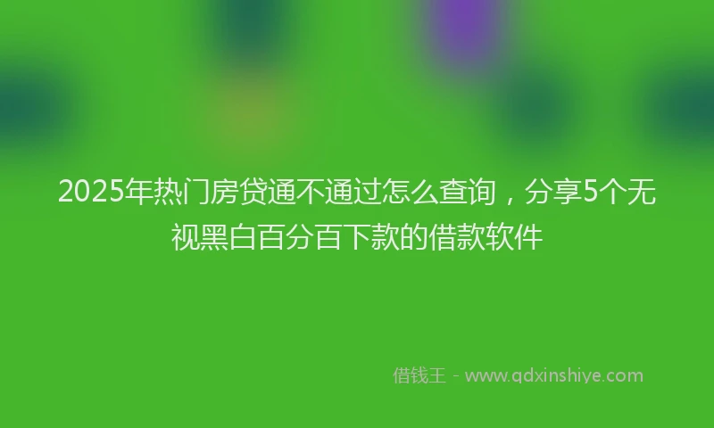 2025年热门房贷通不通过怎么查询，分享5个无视黑白百分百下款的借款软件