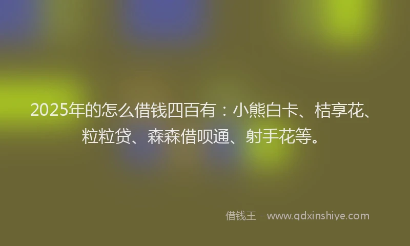 2025年的怎么借钱四百有：小熊白卡、桔享花、粒粒贷、森森借呗通、射手花等。