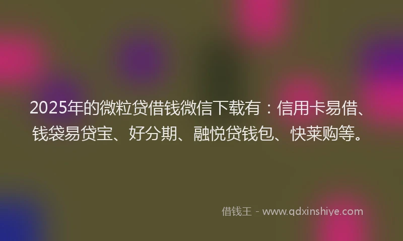 2025年的微粒贷借钱微信下载有：信用卡易借、钱袋易贷宝、好分期、融悦贷钱包、快莱购等。