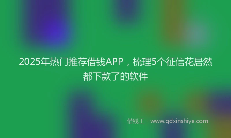 2025年热门推荐借钱APP，梳理5个征信花居然都下款了的软件
