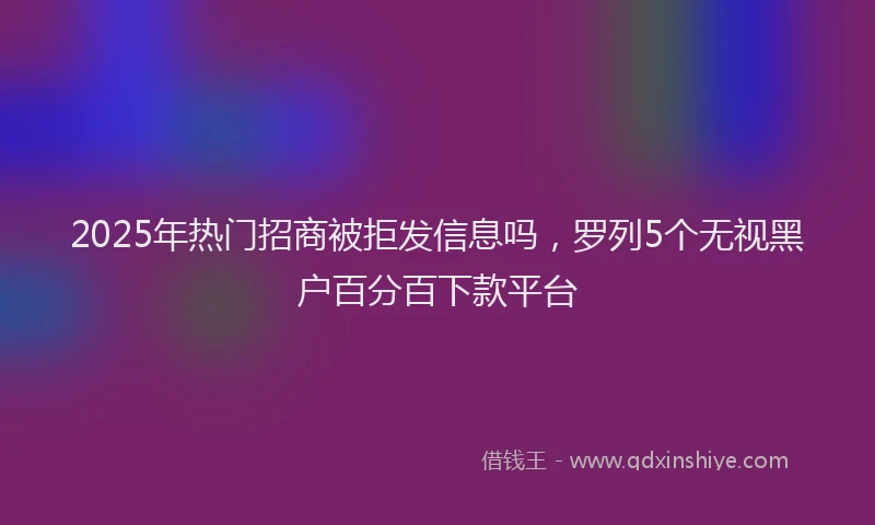 2025年热门招商被拒发信息吗，罗列5个无视黑户百分百下款平台