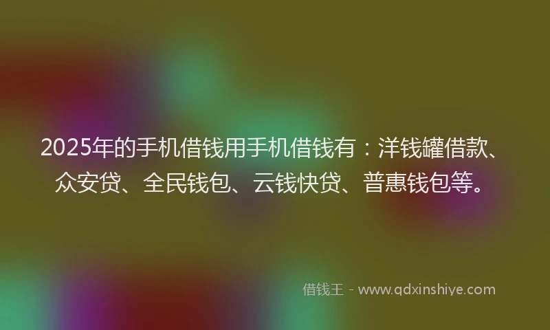 2025年的手机借钱用手机借钱有：洋钱罐借款、众安贷、全民钱包、云钱快贷、普惠钱包等。