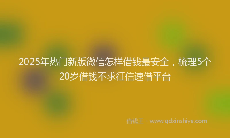 2025年热门新版微信怎样借钱最安全，梳理5个20岁借钱不求征信速借平台