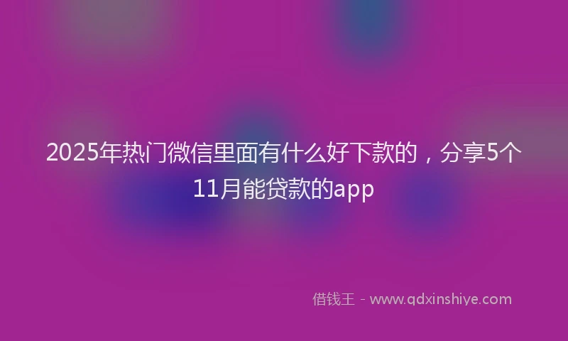 2025年热门微信里面有什么好下款的，分享5个11月能贷款的app