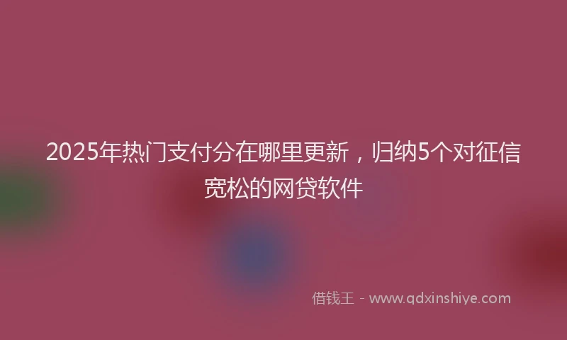 2025年热门支付分在哪里更新，归纳5个对征信宽松的网贷软件