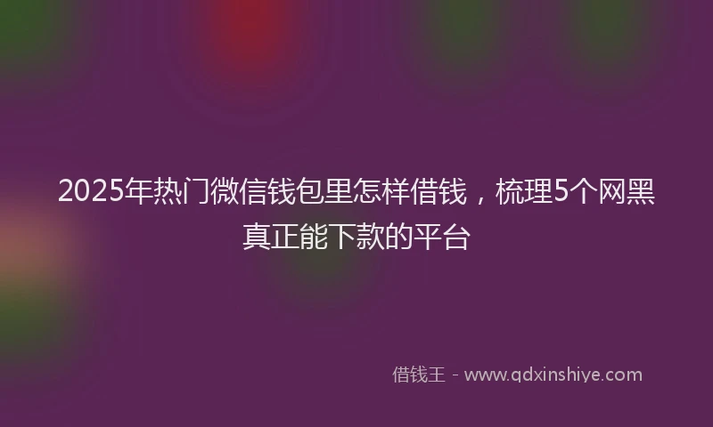 2025年热门微信钱包里怎样借钱，梳理5个网黑真正能下款的平台