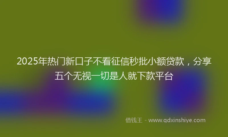 2025年热门新口子不看征信秒批小额贷款，分享五个无视一切是人就下款平台