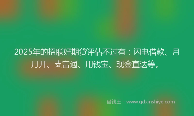 2025年的招联好期贷评估不过有：闪电借款、月月开、支富通、用钱宝、现金直达等。