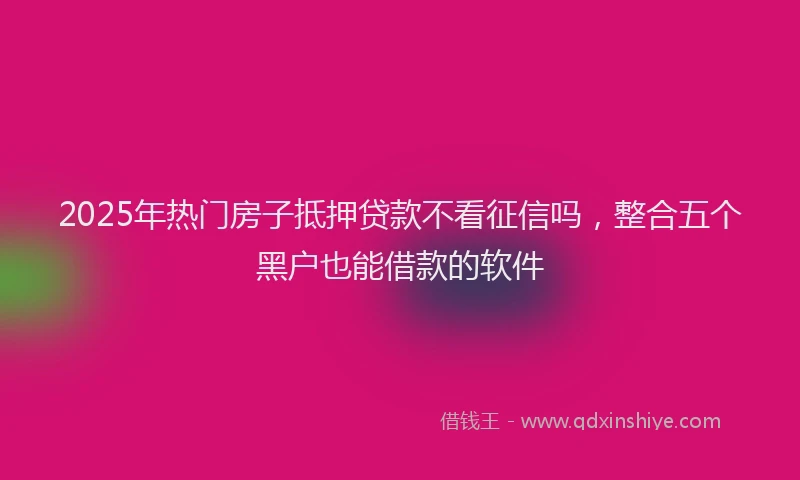 2025年热门房子抵押贷款不看征信吗，整合五个黑户也能借款的软件