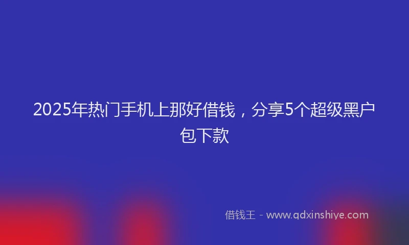 2025年热门手机上那好借钱，分享5个超级黑户包下款