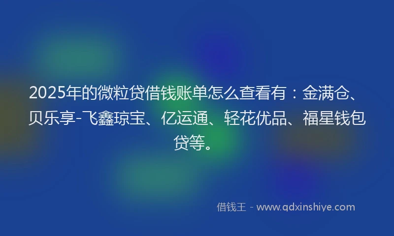 2025年的微粒贷借钱账单怎么查看有：金满仓、贝乐享-飞鑫琼宝、亿运通、轻花优品、福星钱包贷等。