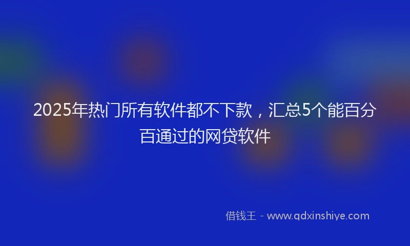 2025年热门所有软件都不下款，汇总5个能百分百通过的网贷软件